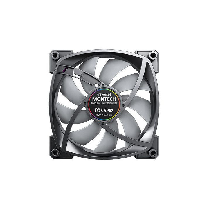 Ventoinha Montech RX120 PWM ARGB PWM 120mm Preto (Reversed Fan Blades)
