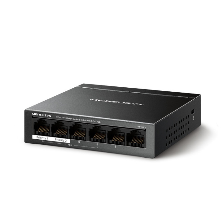 Mercusys MS106LP switch de rede Gerido Fast Ethernet (10 100) Power over Ethernet (PoE) Preto