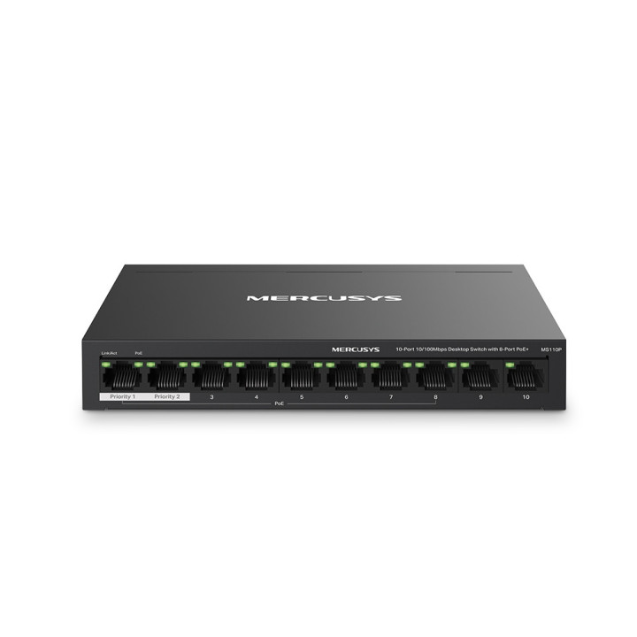 Mercusys MS110P switch de rede Gerido Fast Ethernet (10 100) Power over Ethernet (PoE) Preto