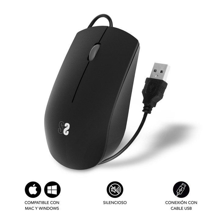 SUBBLIM SUBMO-B2BS001 rato Ambidestro USB Type-A Ótico 1200 DPI