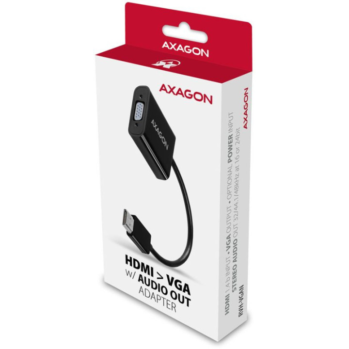 Adaptador AXAGON RVH-VGAN HDMI para VGA Full HD Áudio OUT