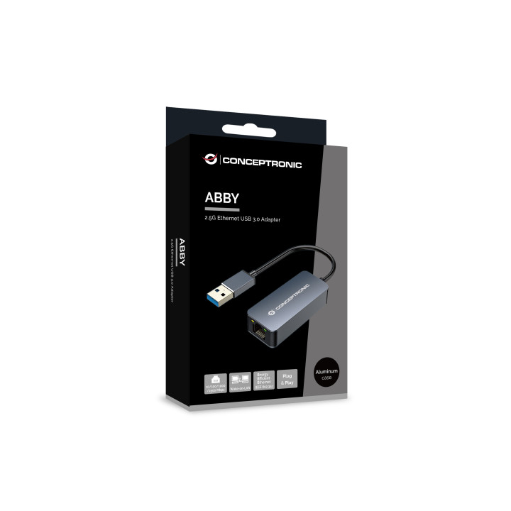 Adaptador Conceptronic USB3.0 p/ RJ45 10/100/1000/2500 0.15m