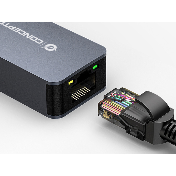 Adaptador Conceptronic USB-C p/ RJ45 10/100/1000/2500 0.15m