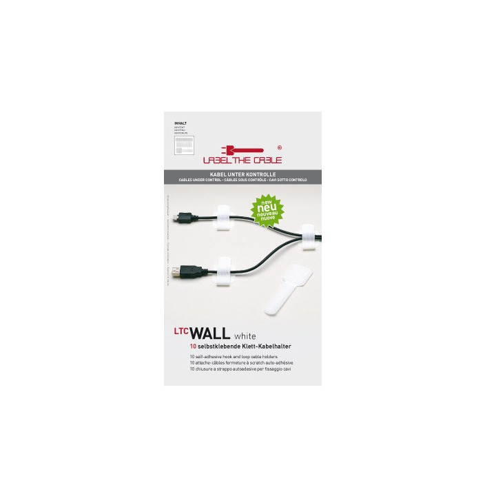 Label-the-cable WALL tira para atar cabos Velcro Branco 10 unidade(s)