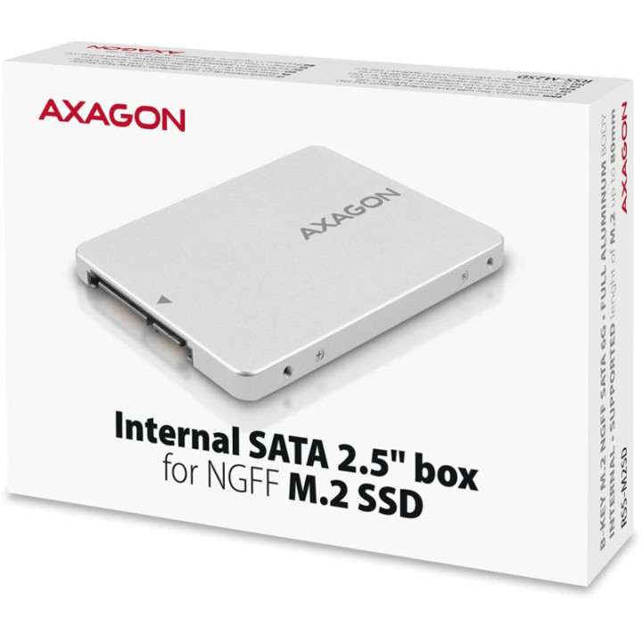 Caixa Interna AXAGON RSS-M2SD SATA 2.5" para NGFF M.2 SSD Aluminio Silver