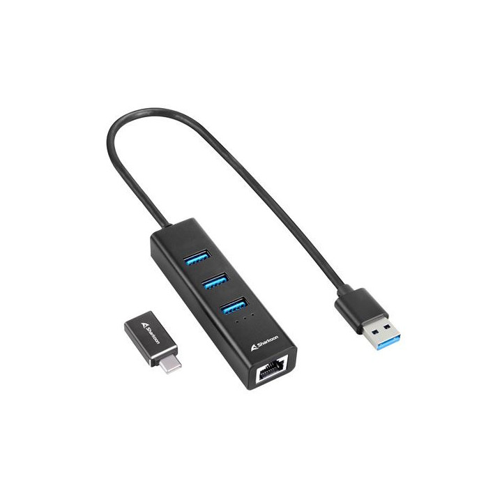 Sharkoon 4044951037575 base & duplicador de portas Sem fios USB 3.2 Gen 1 (3.1 Gen 1) Type-C Preto
