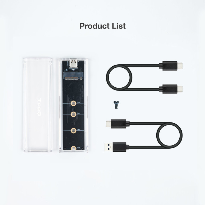 TooQ TQE-2200 Caixa para Discos Rígidos Compartimento SSD Transparente M.2