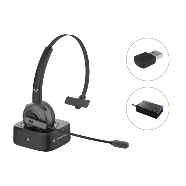 Conceptronic POLONA03BDA auscultador Auscultadores Sem fios Fita de cabeça Escritório Call center Bluetooth Suporte de