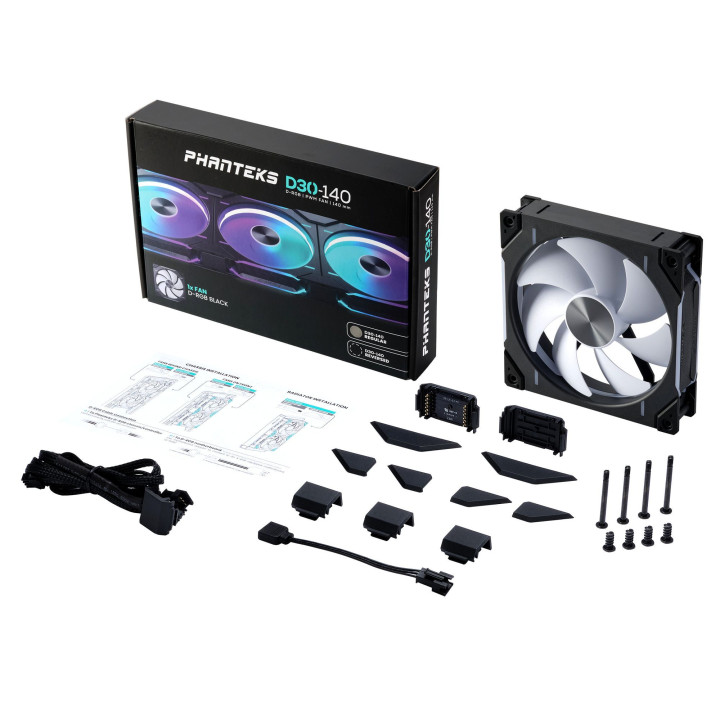 Ventoinha Phanteks D30 PWM D-RGB Preto - 140mm