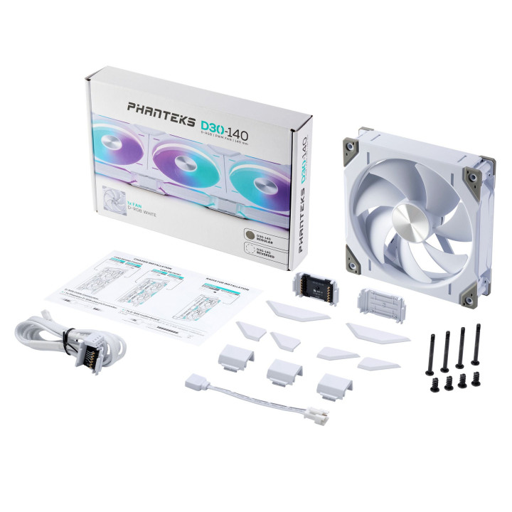 Ventoinha Phanteks D30 PWM D-RGB Branco - 140mm