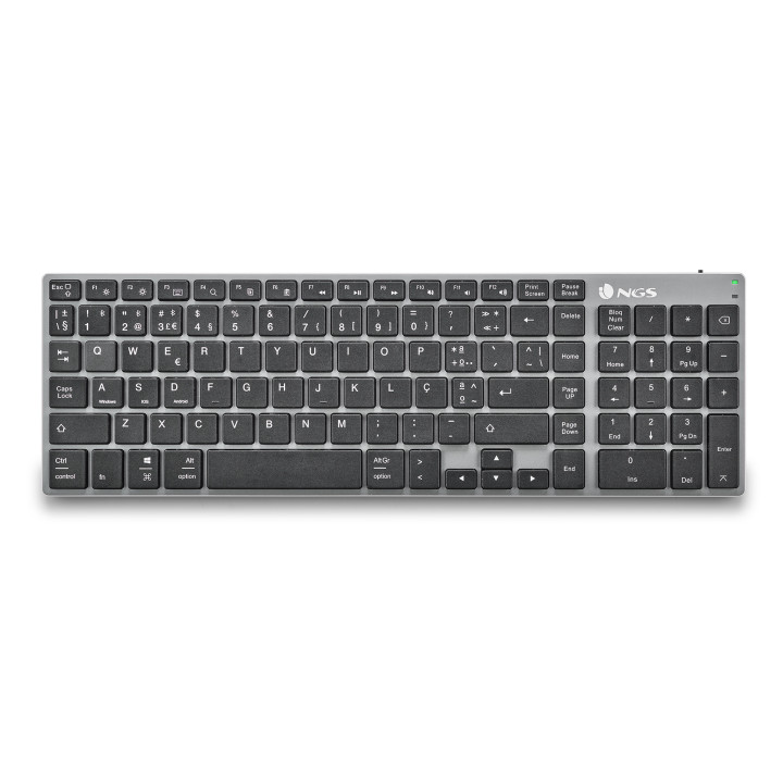 NGS FORTUNE-BT, QWERTY, PT teclado Bluetooth Português Preto, Prateado
