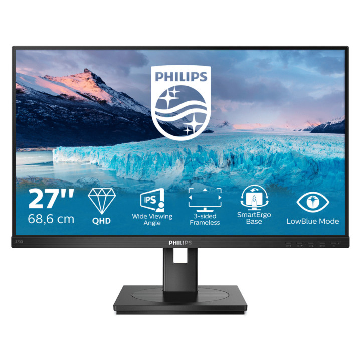 Philips S Line 275S1AE 00 LED display 68,6 cm (27") 2560 x 1440 pixels 2K Ultra HD LCD Preto