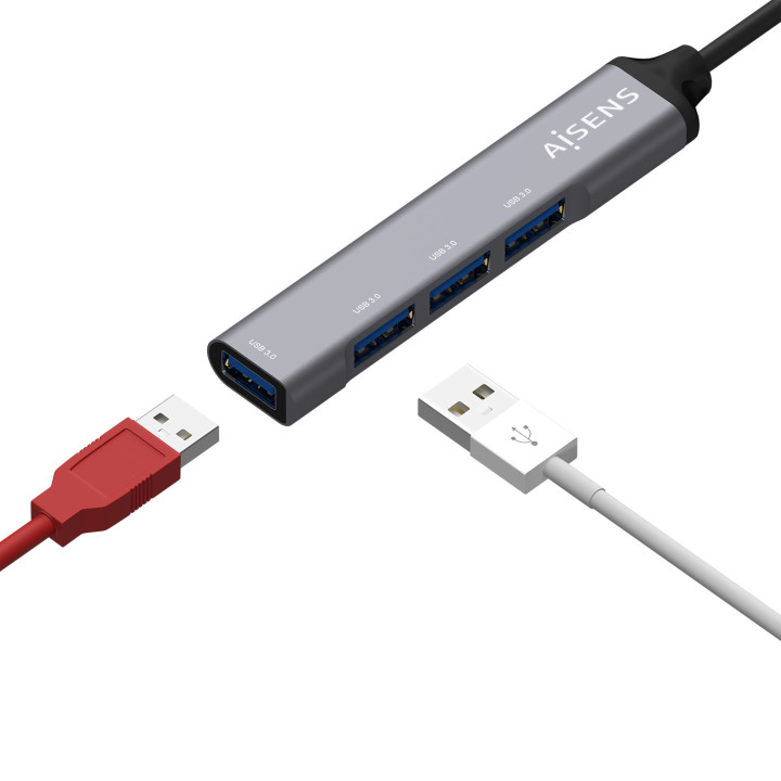 AISENS A109-0541 hub de interface USB 3.2 Gen 1 (3.1 Gen 1) Type-C 5000 Mbit s Cinzento