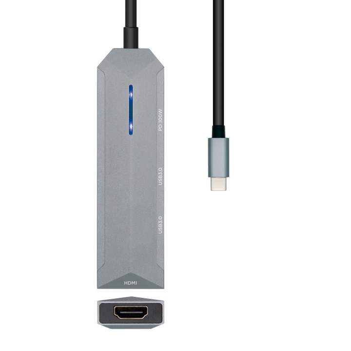 AISENS ASUC-4P002-GR base & duplicador de portas Com fios USB 3.2 Gen 1 (3.1 Gen 1) Type-C Cinzento