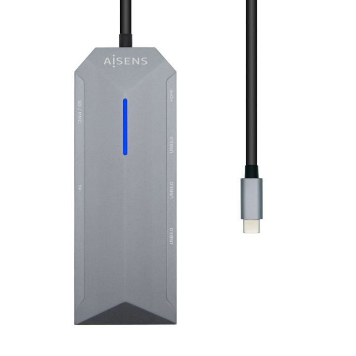AISENS ASUC-8P004-GR base & duplicador de portas Com fios USB 3.2 Gen 1 (3.1 Gen 1) Type-C Cinzento
