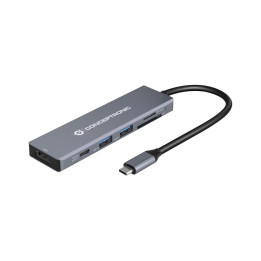 Conceptronic DONN23G base & duplicador de portas Com fios USB 3.2 Gen 1 (3.1 Gen 1) Type-C Cinzento