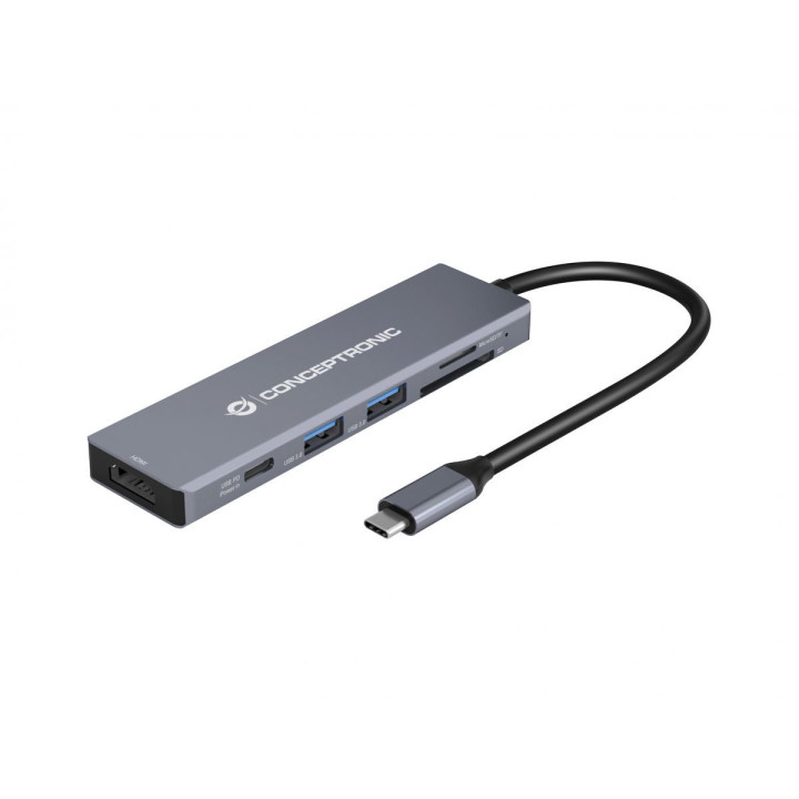 Conceptronic DONN23G base & duplicador de portas Com fios USB 3.2 Gen 1 (3.1 Gen 1) Type-C Cinzento