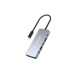 Conceptronic DONN22G base & duplicador de portas Com fios USB 3.2 Gen 2 (3.1 Gen 2) Type-C Cinzento