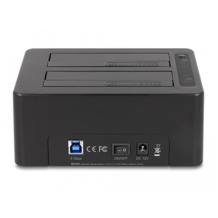 DeLOCK 64183 Docking Station para Discos Rígidos USB 3.2 Gen 1 (3.1 Gen 1) Type-B Preto