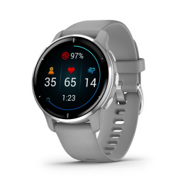 Garmin Venu 2 Plus GPS 3,3 cm (1.3") AMOLED 43 mm Digital 416 x 416 pixels Ecrã táctil Cinzento, Prateado Wi-Fi