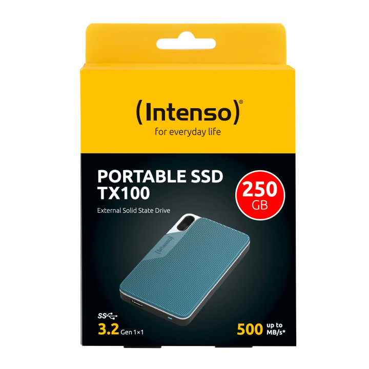 Disco Externo SSD Intenso TX100 250GB USB-C Azul, Cinzento