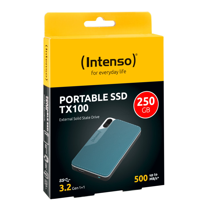 Disco Externo SSD Intenso TX100 250GB USB-C Azul, Cinzento
