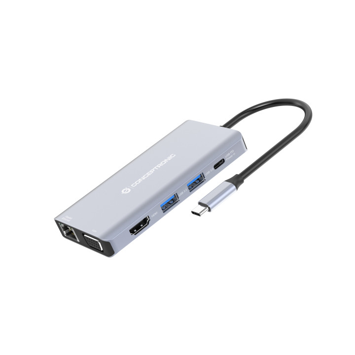 Conceptronic DONN20G base & duplicador de portas Com fios USB 3.2 Gen 1 (3.1 Gen 1) Type-C Cinzento