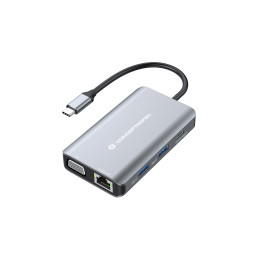 Conceptronic DONN21G base & duplicador de portas Com fios USB 3.2 Gen 1 (3.1 Gen 1) Type-C Cinzento