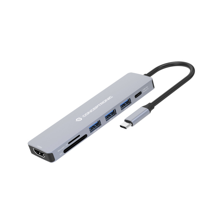 Conceptronic DONN19G base & duplicador de portas Com fios USB 3.2 Gen 1 (3.1 Gen 1) Type-C Cinzento