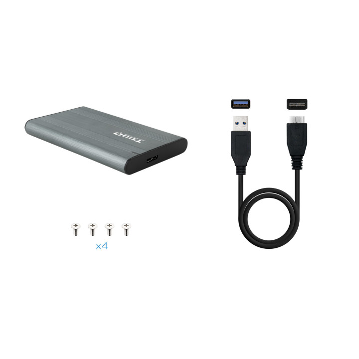 TooQ TQE-2503G Caixa para Discos Rígidos Compartimento HDD SSD Cinzento 2.5"
