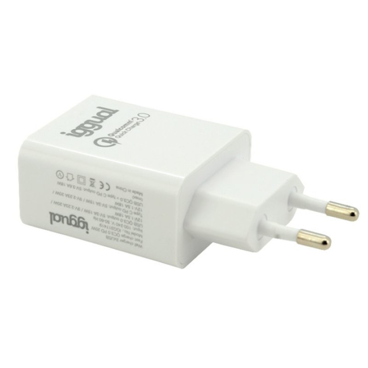 iggual IGG317419 carregador de dispositivos móveis Universal Branco USB Carregamento rápido Interior
