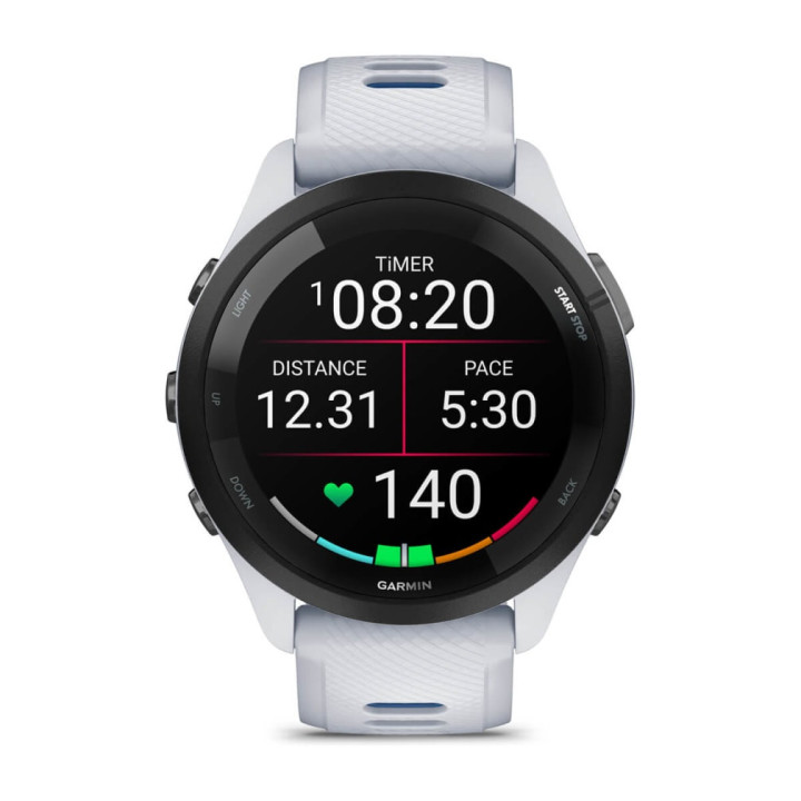 Garmin Forerunner 265 3,3 cm (1.3") AMOLED 46 mm Digital 416 x 416 pixels Ecrã táctil Preto, Branco Wi-Fi GPS