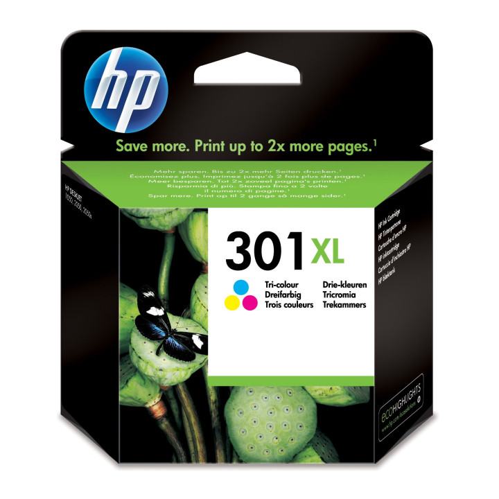 HP Tinteiro Original 301XL Tricolor de elevado rendimento