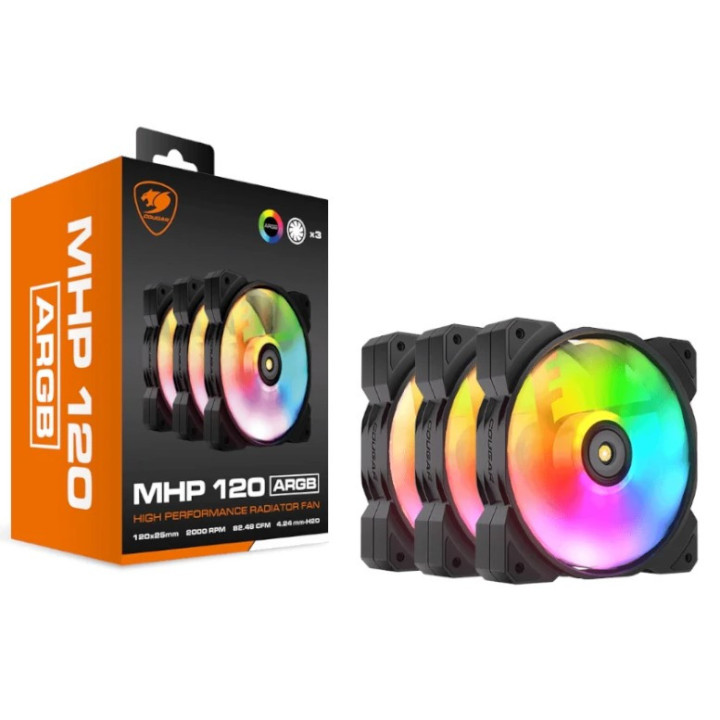 Pack de 3 Ventoinhas COUGAR Gaming CF-MHP12HB3-RGB 120mm Preto, Branco