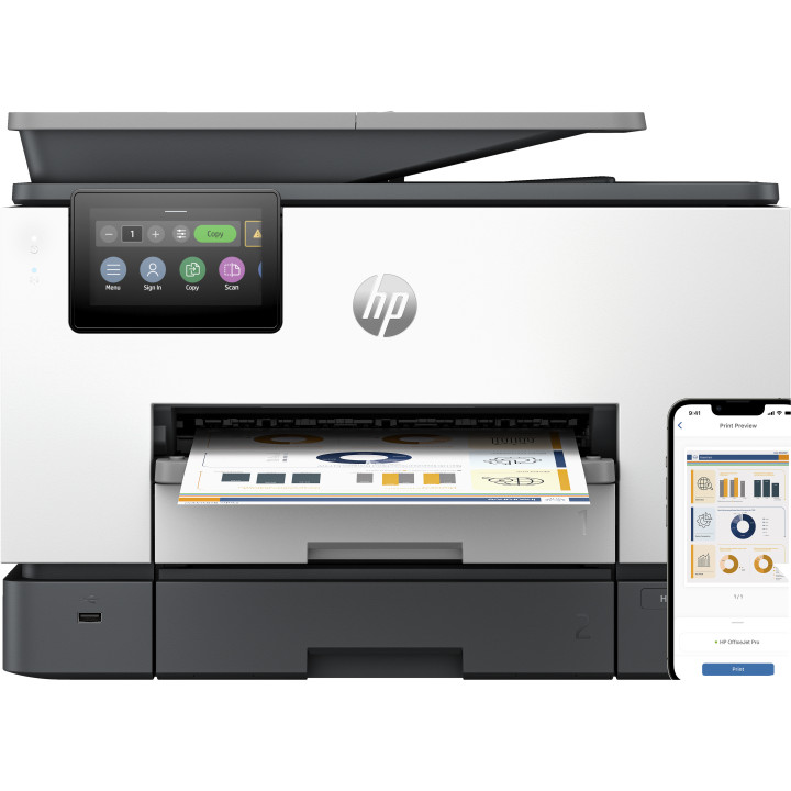 HP OfficeJet Pro Multifunções 9130b, Cor, Impressora para Pequenas e médias empresas, Impressão, cópia, digit., fax, Ligação
