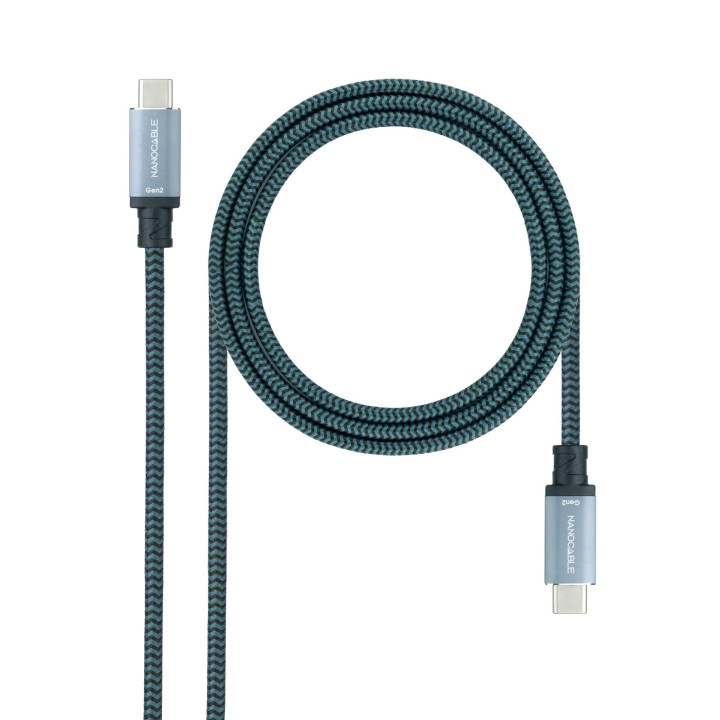 Nanocable 10.01.4101-L150-COMB cabo USB 1,5 m USB 3.2 Gen 2 (3.1 Gen 2) USB C Preto, Cinzento