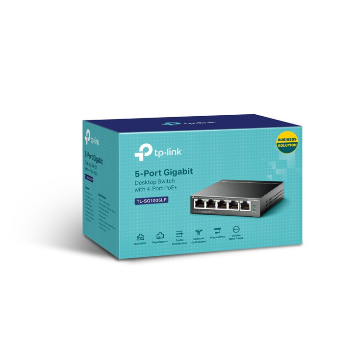 TP-Link TL-SG1005LP switch de rede Não-gerido Gigabit Ethernet (10 100 1000) Power over Ethernet (PoE) Preto