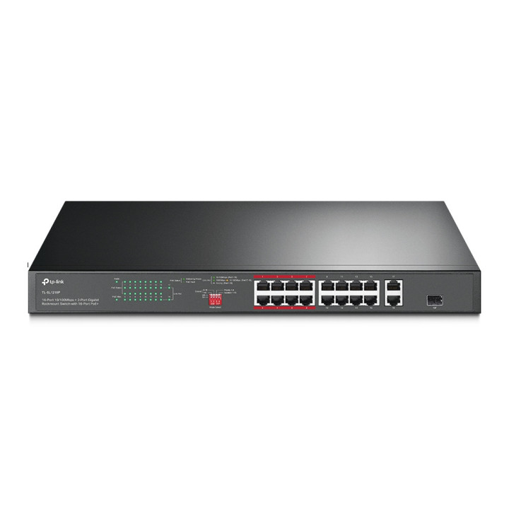 TP-Link TL-SL1218P switch de rede Não-gerido Gigabit Ethernet (10 100 1000) Power over Ethernet (PoE) 1U Preto