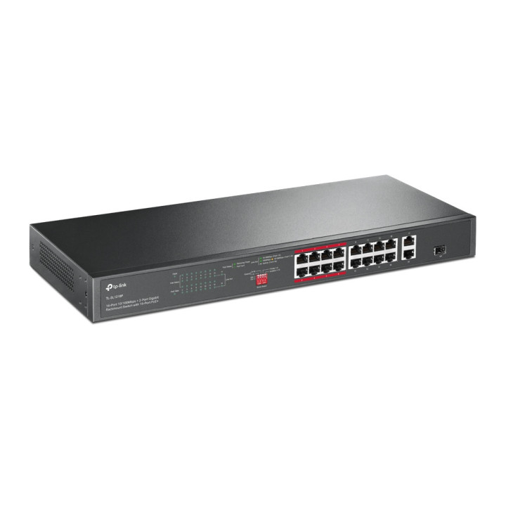 TP-Link TL-SL1218P switch de rede Não-gerido Gigabit Ethernet (10 100 1000) Power over Ethernet (PoE) 1U Preto