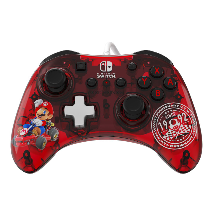 PDP Rock Candy  Mario Punch Vermelho, Translúcido USB Gamepad Analógico   Digital Nintendo Switch, Nintendo Switch Lite,
