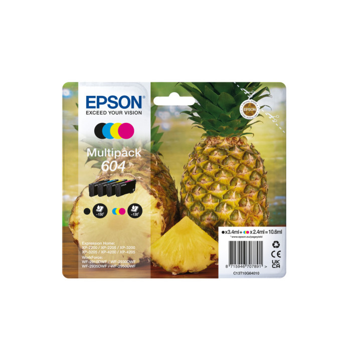 Epson 604 tinteiro 4 unidade(s) Compatível Rendimento padrão Preto, Ciano, Magenta, Amarelo