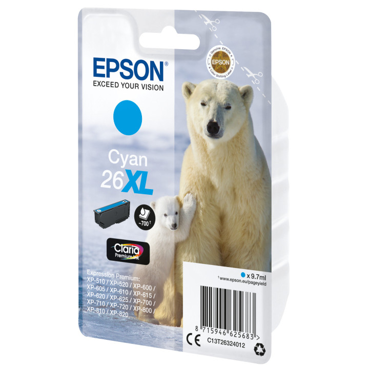 Epson Polar bear C13T26324012 tinteiro 1 unidade(s) Original Rendimento alto (XL) Ciano