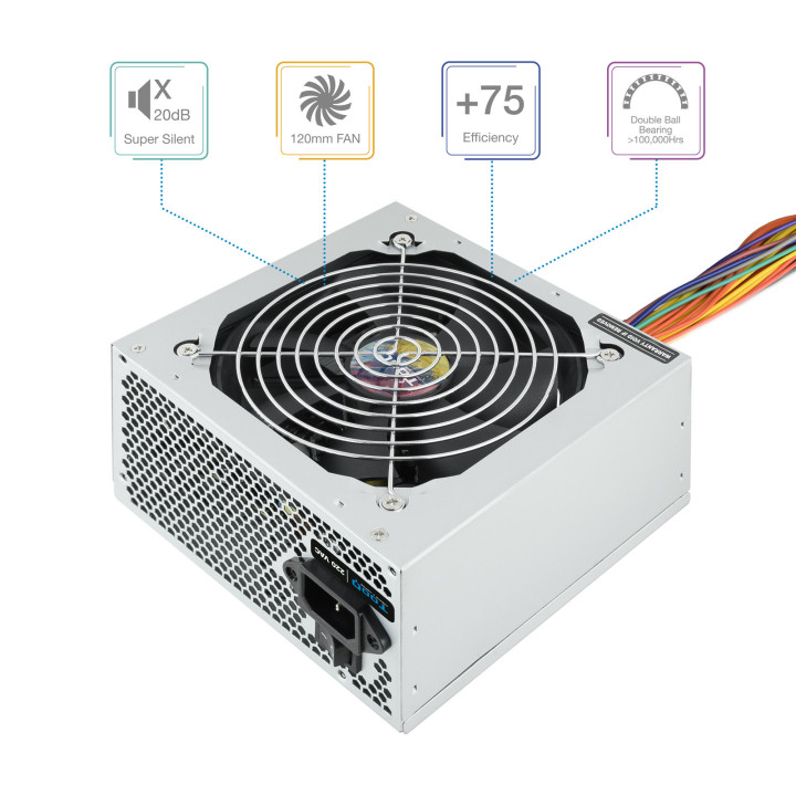 TooQ TQAPOLO-500SP fonte de alimentação 500 W 20+4 pin ATX ATX Prateado