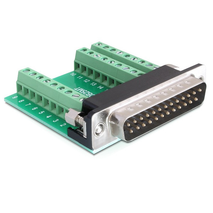 DeLOCK 65318 conector Sub-D 25 Preto, Verde, Prateado