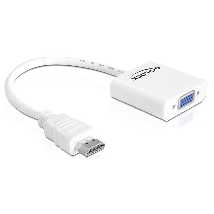 DeLOCK 65346 adaptador de cabo de vídeo VGA (D-Sub) HDMI Type A (Standard) Branco