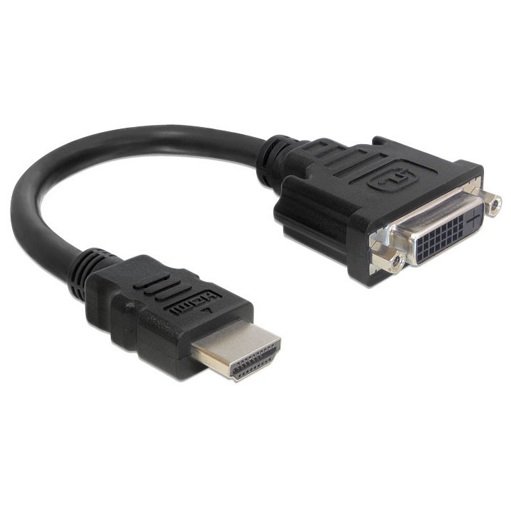 DeLOCK 0.2m HDMI-DVI M F 0,2 m HDMI Type A (Standard) DVI-D Preto