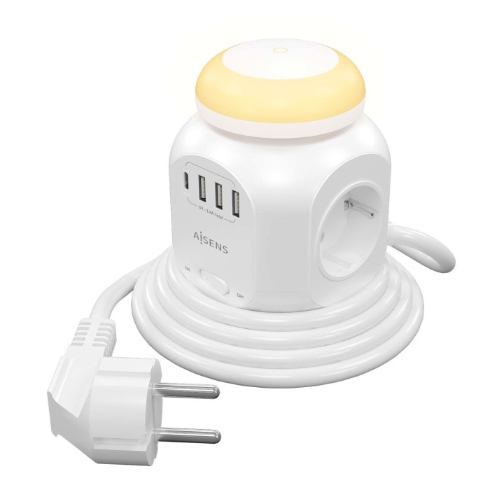 AISENS ASPS-3A1CL01-W extensão elétrica 1,8 m 4 tomada(s) CA Interior Branco