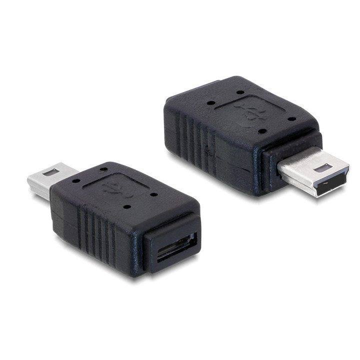 Adaptador Delock mini USB macho p/ micro USB A+B fêmea Preto