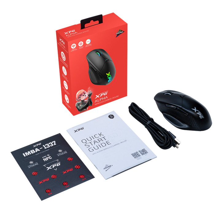 XPG ALPHA-BKCWW rato Mão direita RF Wireless + USB Type-C Ótico 16000 DPI