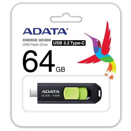 Pendrive ADATA UC300 64GB USB Type-C 3.2 Gen 1 (3.1 Gen 1) Preto, Verde